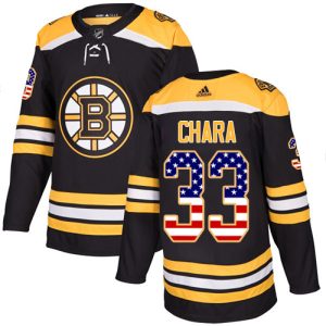 Herren Boston Bruins Eishockey Trikot Zdeno Chara #33 Authentic Schwarz USA Flag Fashion